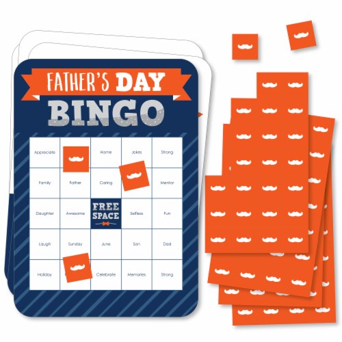 Big Dot of Happiness Happy Father's Day - Cards & Markers We Love Dad Party Bingo Game 18 Ct Perspective: front