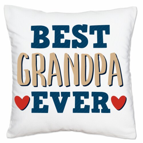 Big Dot of Happiness Grandpa, Happy Father's Day Decor - Canvas Throw Pillow Cover 16 x 16 In Perspective: front