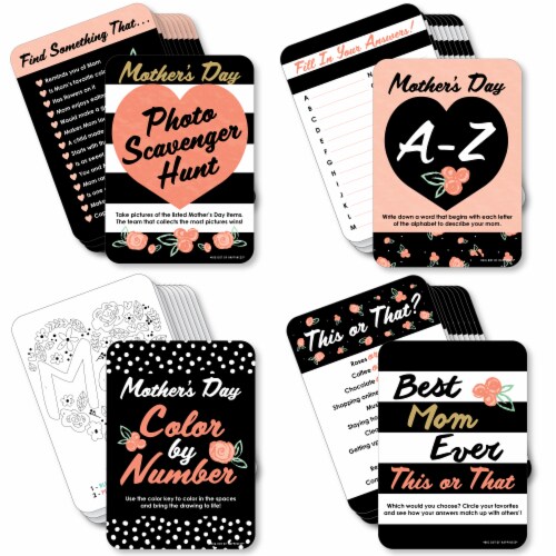 Big Dot of Happiness Best Mom Ever 4 Mother's Day Party Games 10 Cards Each Gamerific Bundle Perspective: front