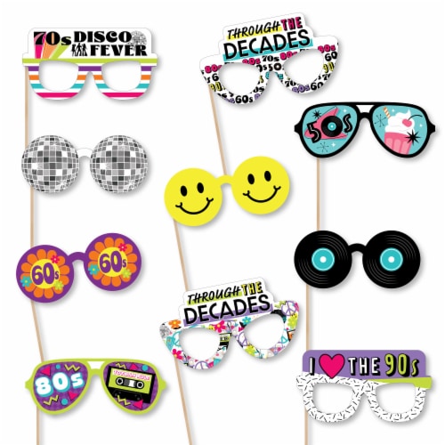 Big Dot of Happiness Through the Decades Glasses 50s 60s 70s 80s & 90s  Photo Booth Props 10Ct, 10 Count - Kroger