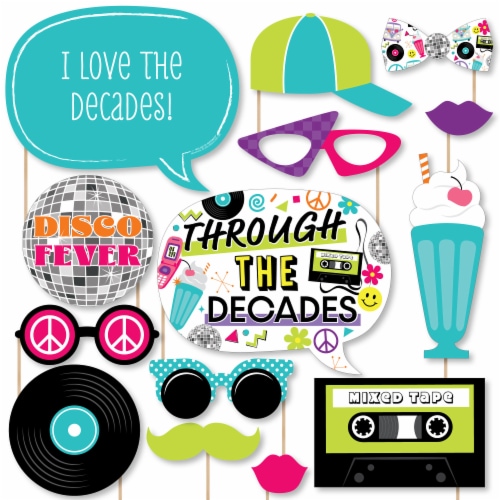 Big Dot of Happiness Through the Decades 50s 60s 70s 80s 90s Party Photo  Booth Props 20 Ct, 20 Count - Kroger