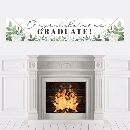 Big Dot of Happiness Boho Botanical Graduate - Greenery Graduation Decorations Party Banner Perspective: front