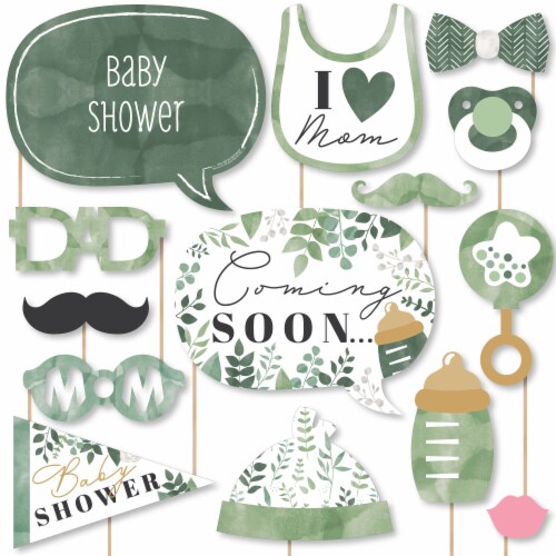 Big Dot of Happiness Boho Botanical Baby - Greenery Baby Shower Photo Booth Props Kit - 20 Ct Perspective: front