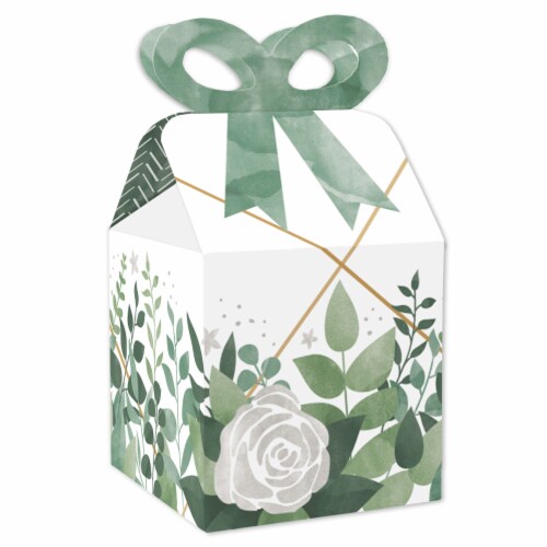 Big Dot of Happiness Boho Botanical - Square Favor Gift Boxes Greenery Party Bow Boxes 12 Ct Perspective: front
