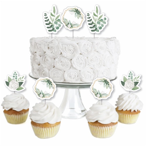 Big Dot of Happiness Boho Botanical Cupcake Toppers Greenery Party Clear Treat Picks Ct Perspective: front