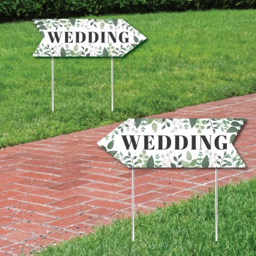 Big Dot of Happiness Boho Botanical Wedding Reception Greenery Double Sided Arrow Signs 2 Ct Perspective: front