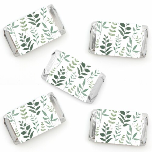 Big Dot of Happiness Boho Botanical Mini Candy Bar Wrapper Greenery Party Favors 40 Ct Perspective: front