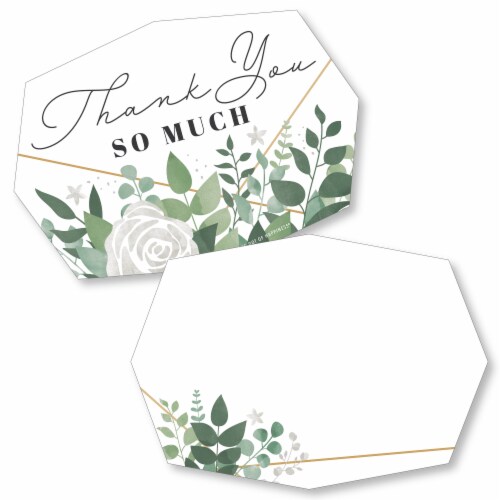 Big Dot of Happiness Boho Botanical - Shaped Greenery Party Thank You Cards & Envelopes 12 Ct Perspective: front