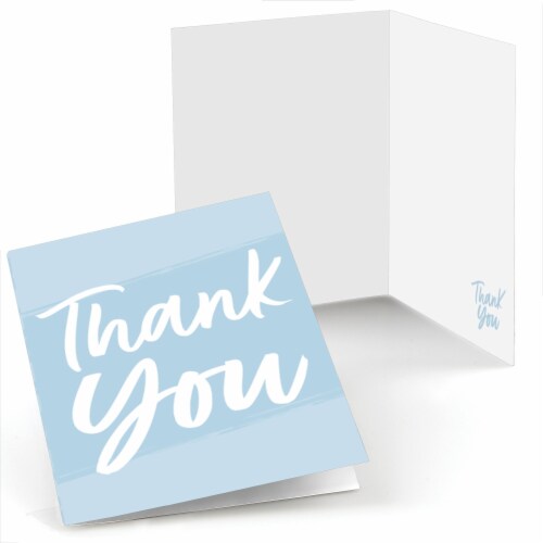 Big Dot of Happiness Dusty Blue Elegantly Simple - Guest Party Favors Thank You Cards 8 Ct Perspective: front