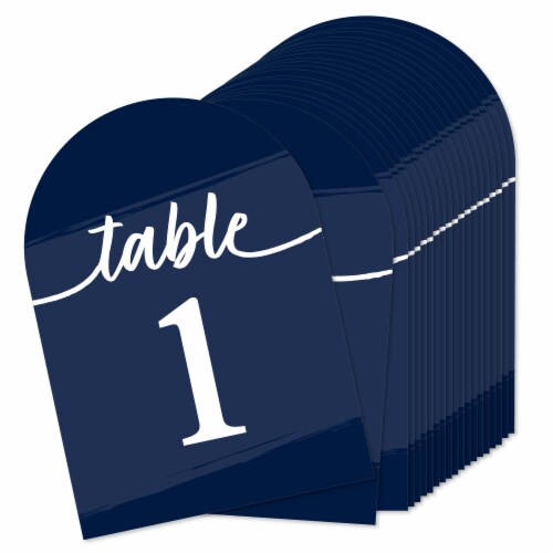 Big Dot of Happiness Navy Blue Elegantly Simple Double-Sided 5 x 7  Cards Table Numbers 1-20 Perspective: front