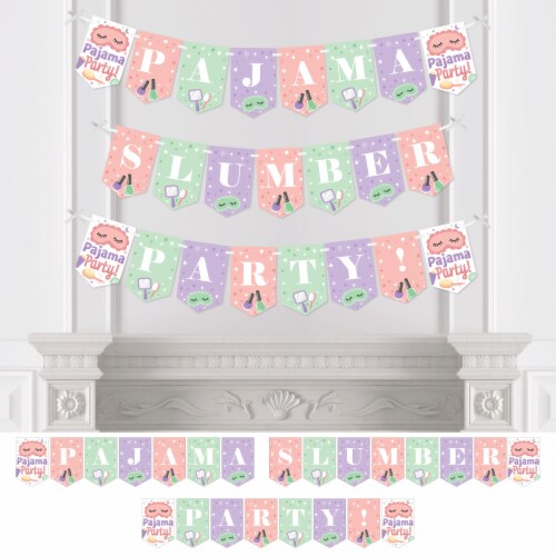 Big Dot of Happiness Pajama Slumber Party -  Birthday Party Bunting Banner Decorations Perspective: front