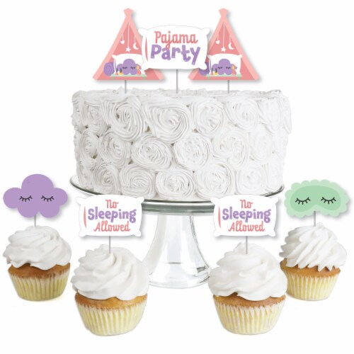 Big Dot of Happiness Pajama Slumber Party Toppers Girls Birthday Clear Treat Picks 24 Ct Perspective: front