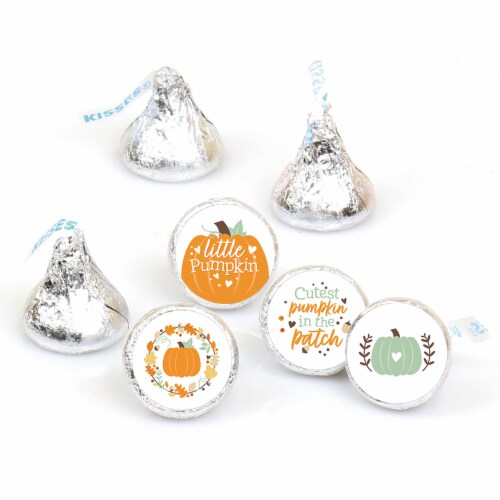 Big Dot of Happiness Little Pumpkin Birthday or Baby Shower Round Candy Sticker Favors 108 Ct Perspective: front