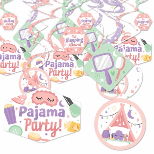 Big Dot of Happiness Pajama Slumber Party Girls Birthday Decor Decoration Swirls 40 Ct Perspective: front