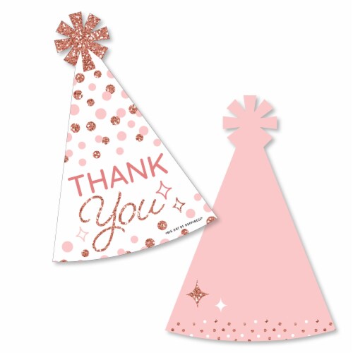 Big Dot of Happiness Pink Rose Gold Birthday - Party Thank You Cards with Envelopes - 12 Ct Perspective: front
