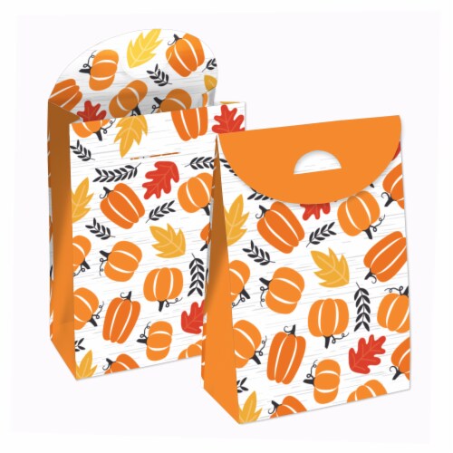 Big Dot of Happiness Fall Pumpkin Halloween or Thanksgiving Favor Box Party Goodie Bags 12 Ct Perspective: front