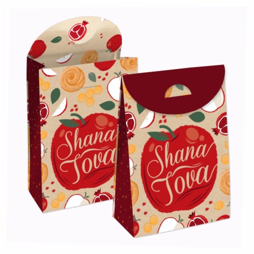 Big Dot of Happiness Rosh Hashanah - Jewish New Year Gift Favor Box - Party Goodie Bags 12 Ct Perspective: front