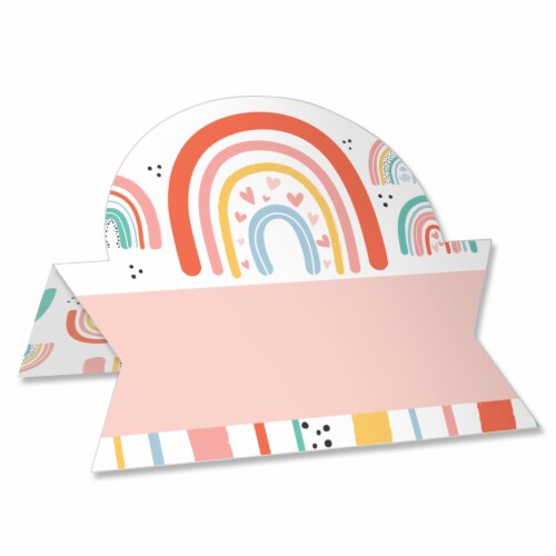 Big Dot of Happiness Hello Rainbow Boho Birthday Party Buffet Table Name Place Cards 24 Ct Perspective: front