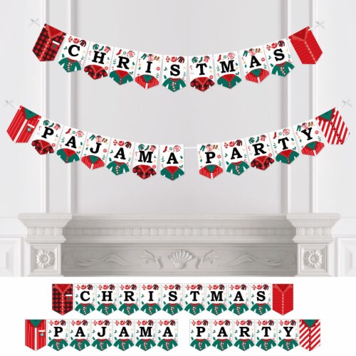 Big Dot of Happiness Christmas Pajamas Party Bunting Banner Decoration Christmas Pajama Party Perspective: front