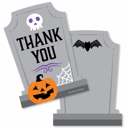 Big Dot of Happiness Cute & Colorful Tombstones Halloween Thank You Card with Envelopes 12 Ct Perspective: front