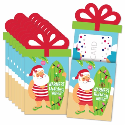Big Dot of Happiness Tropical Christmas Santa Holiday Money & Nifty Gifty Card Holders 8 Ct Perspective: front