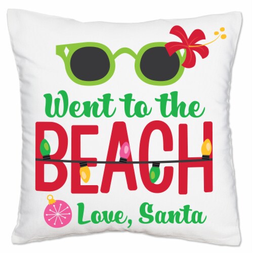 Big Dot of Happiness Tropical Christmas Santa Holiday Decorative Throw Pillow Cover 16  x 16 Perspective: front