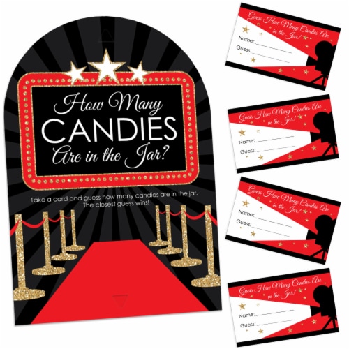 Big Dot of Happiness Red Carpet Hollywood Movie Night Party Game Candy Guessing Game Perspective: front