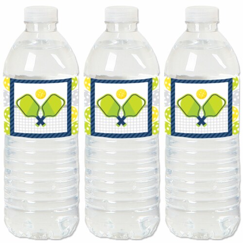 Big Dot of Happiness Let’s Rally Pickleball Birthday & Retirement Water Bottle Labels 20 Ct Perspective: front