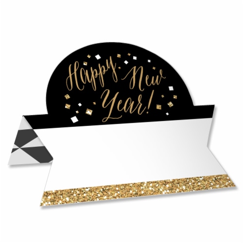 Big Dot of Happiness New Year’s Eve Gold Party Buffet Table Setting Name Place Cards 24 Ct Perspective: front