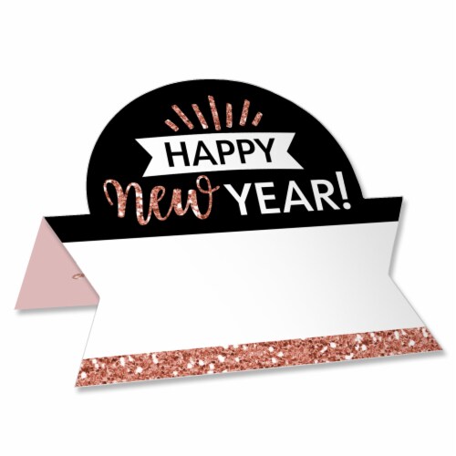 Big Dot of Happiness Rose Gold Happy New Year NYE Party Table Setting Name Place Cards 24 Ct Perspective: front