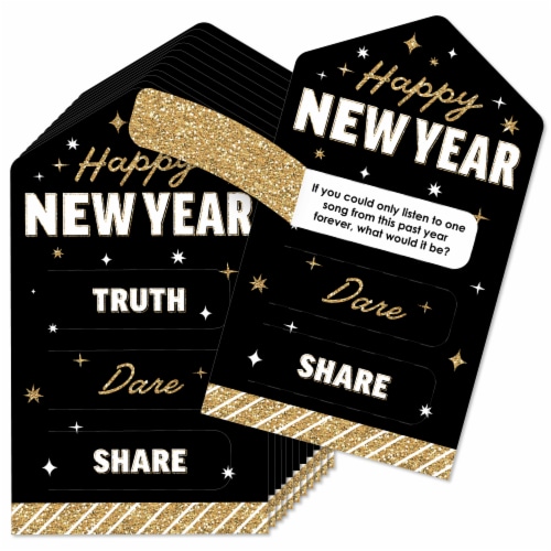 Big Dot of Happiness Hello New Year NYE Party Game Cards Truth, Dare, Share Pull Tabs 12 Ct Perspective: front