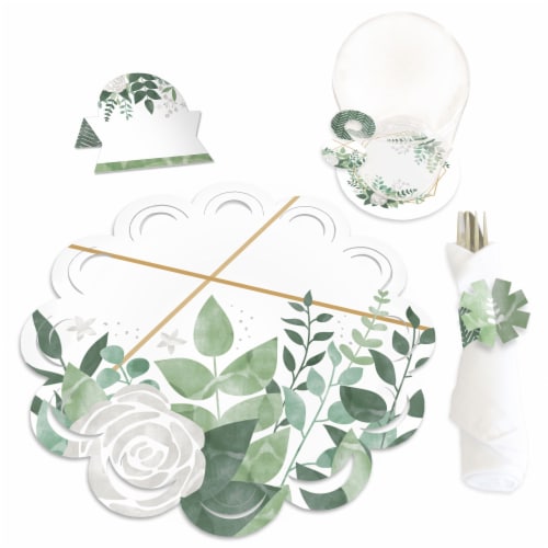 Big Dot of Happiness Boho Botanical Party Charger & Decor Chargerific Kit Setting for 8 Perspective: front