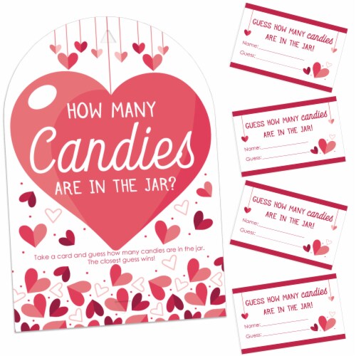 Big Dot of Happiness Happy Galentine's Day - How Many Candies Valentine's Candy Guessing Game Perspective: front