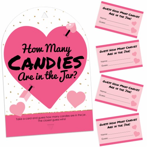 Big Dot of Happiness Be My Galentine - How Many Candies Valentine's Party Candy Guessing Game Perspective: front
