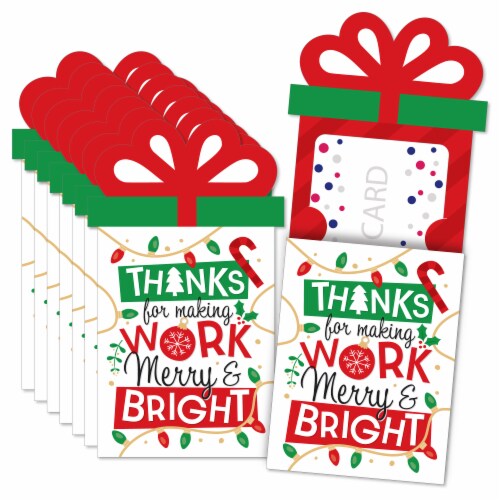Big Dot of Happiness Co-Worker Appreciation Christmas Thank You Nifty Gifty Card Holders 8 Ct Perspective: front