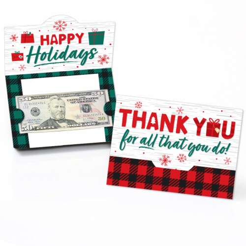 Big Dot of Happiness Holiday Thank You Christmas Appreciation Money & Gift Card Holders 8 Ct Perspective: front