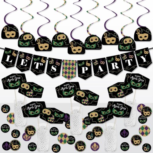 Big Dot of Happiness Mardi Gras Masquerade Party Supplies Kit Decor Galore Party Pack 51 Pc Perspective: front