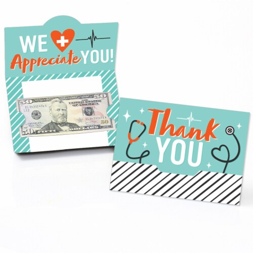 Big Dot of Happiness Thank You Doctors Appreciation Week Money And Gift Card Holders 8 Ct Perspective: front