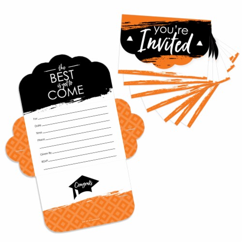 Big Dot of Happiness Orange Grad Best is Yet to Come Fill-In Cards Fold Send Invitations 8 Ct Perspective: front
