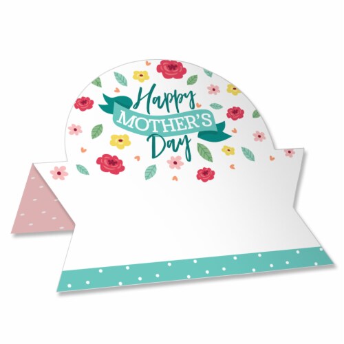 Big Dot of Happiness Colorful Floral Happy Mother's Day We Love Mom Party Place Cards 24 Ct Perspective: front