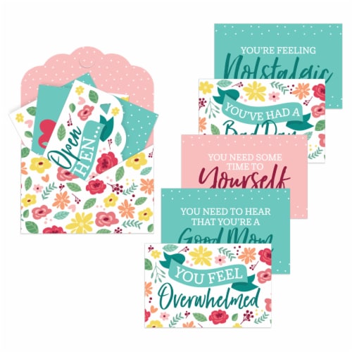 Big Dot of Happiness Colorful Floral Happy Mother's Day Cards Gift Box Open When Letters 8 Ct Perspective: front