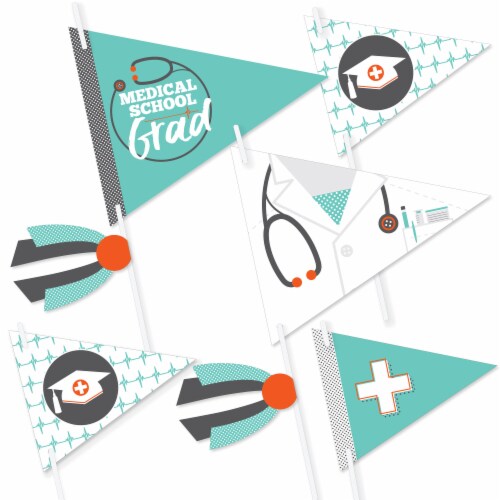 Big Dot of Happiness Medical School Grad Triangle Doctor Pennant Flag Centerpieces 20 Pc Perspective: front