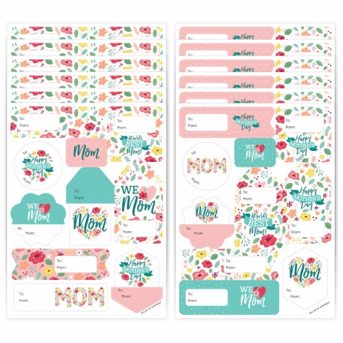 Big Dot of Happiness Colorful Floral Happy Mother's Day To From Stickers 12 Ct 120 Stickers Perspective: front