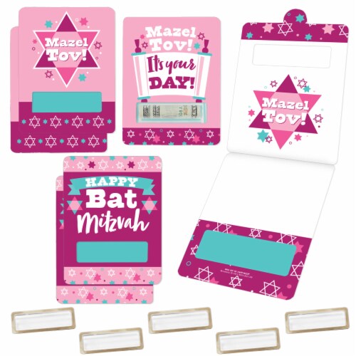 Big Dot of Happiness Pink Bat Mitzvah Assorted Girl Cash Holder Gift