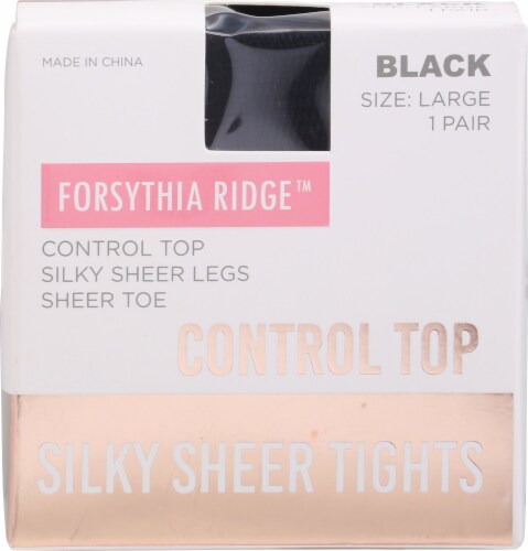 Forsythia Ridge Control Top Silky Sheer Tights - Black Perspective: front