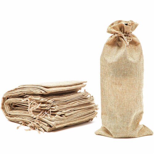 Natural Jute Burlap Wine Gift Bags with Drawstring 13 Inches 24 Pack Pack Ralphs