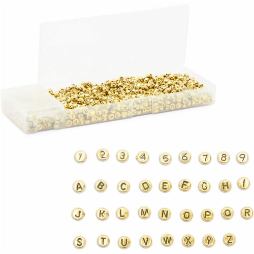 200 pcs Retro Gold Alphabet Beads Round A to Z Letter Spacers Acrylic For  Crafts