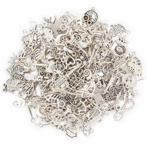 Silver Plated Charms for DIY Jewelry Making (0.5-1.5 In, 200