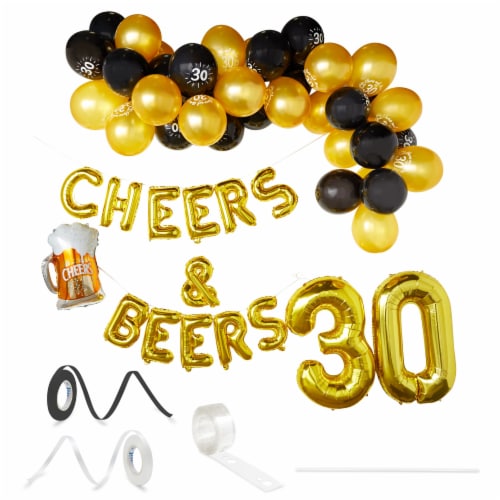 30th BIRTHDAY DECORATIONS KIT - Black and Gold Color