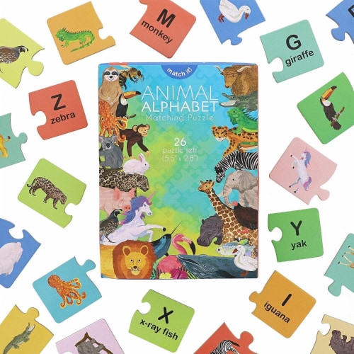 26 Pack Animal Alphabet Matching Word Game Waterproof Educational Toy for Kids Perspective: front